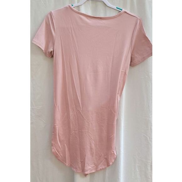 TMG New York Blush Pink Tie-Front Short Sleeve Blouse Size Medium - Picture 2 of 4